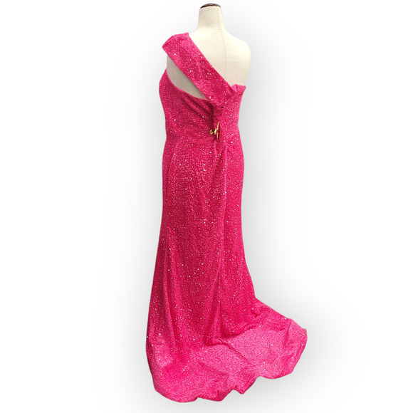 Hot Pink Evening Gown Size 24 - Picture 4 of 11